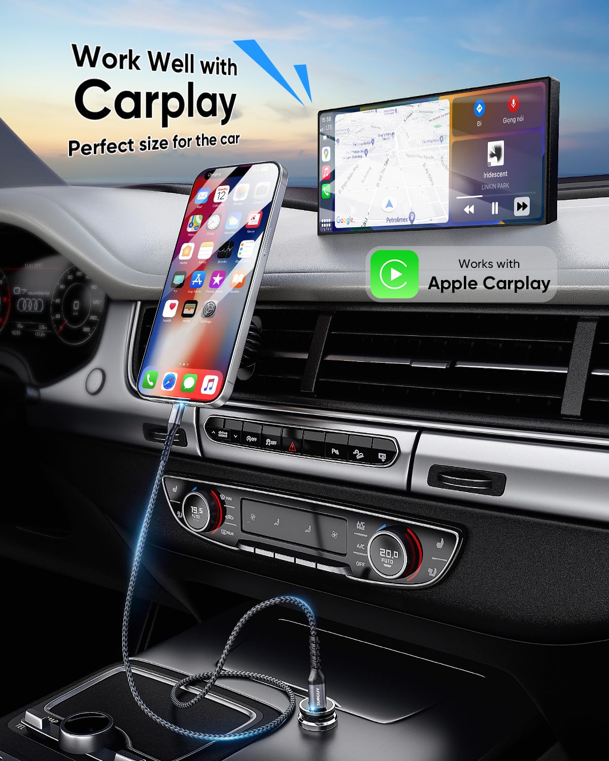 SUNGUY USB-C Lightning Cable 1.5M Fast Charging Grey 2-Pack Set DEMO