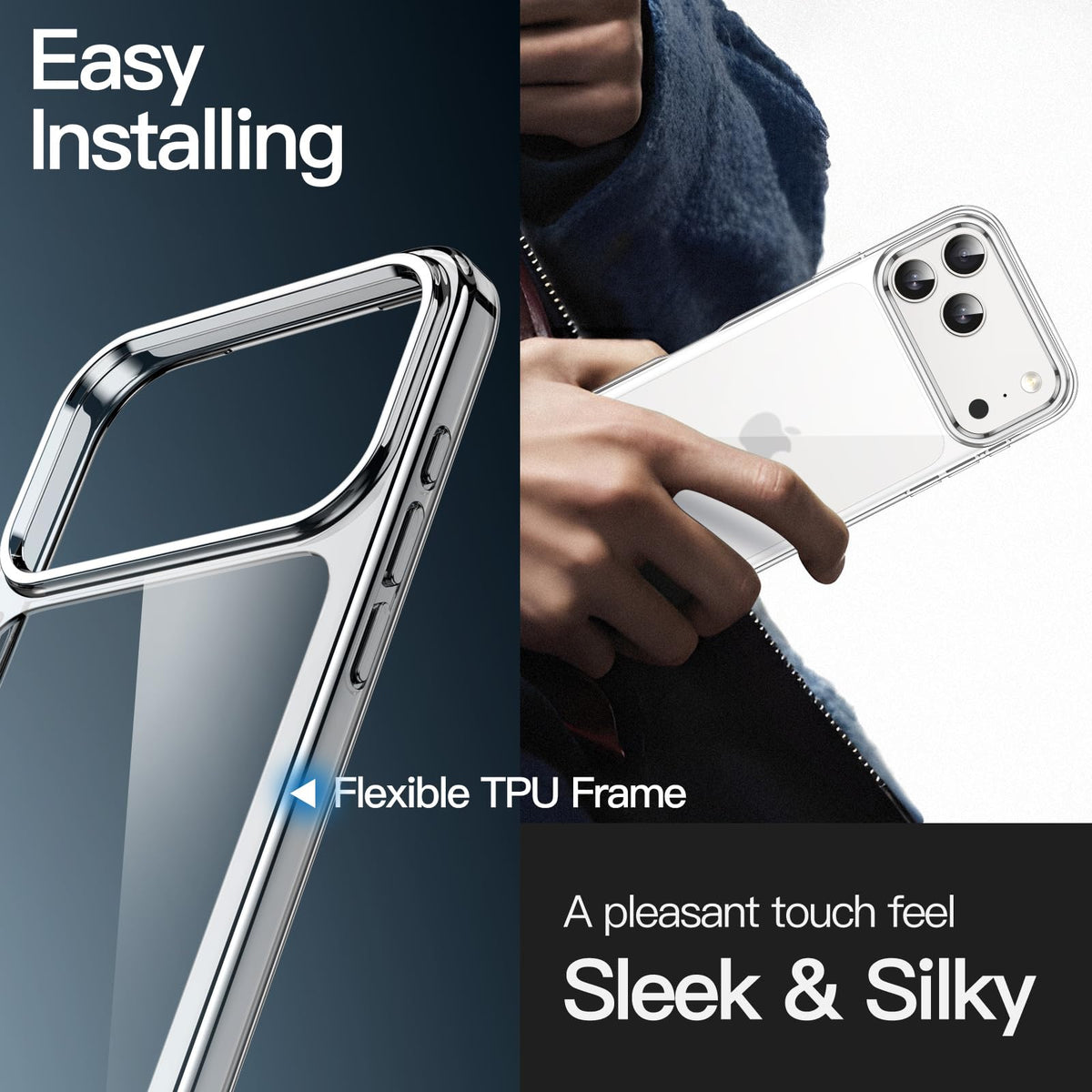 JETech iPhone Phone Cases 17 Pro Clear Case - Anti-Yellowing Protection NEW