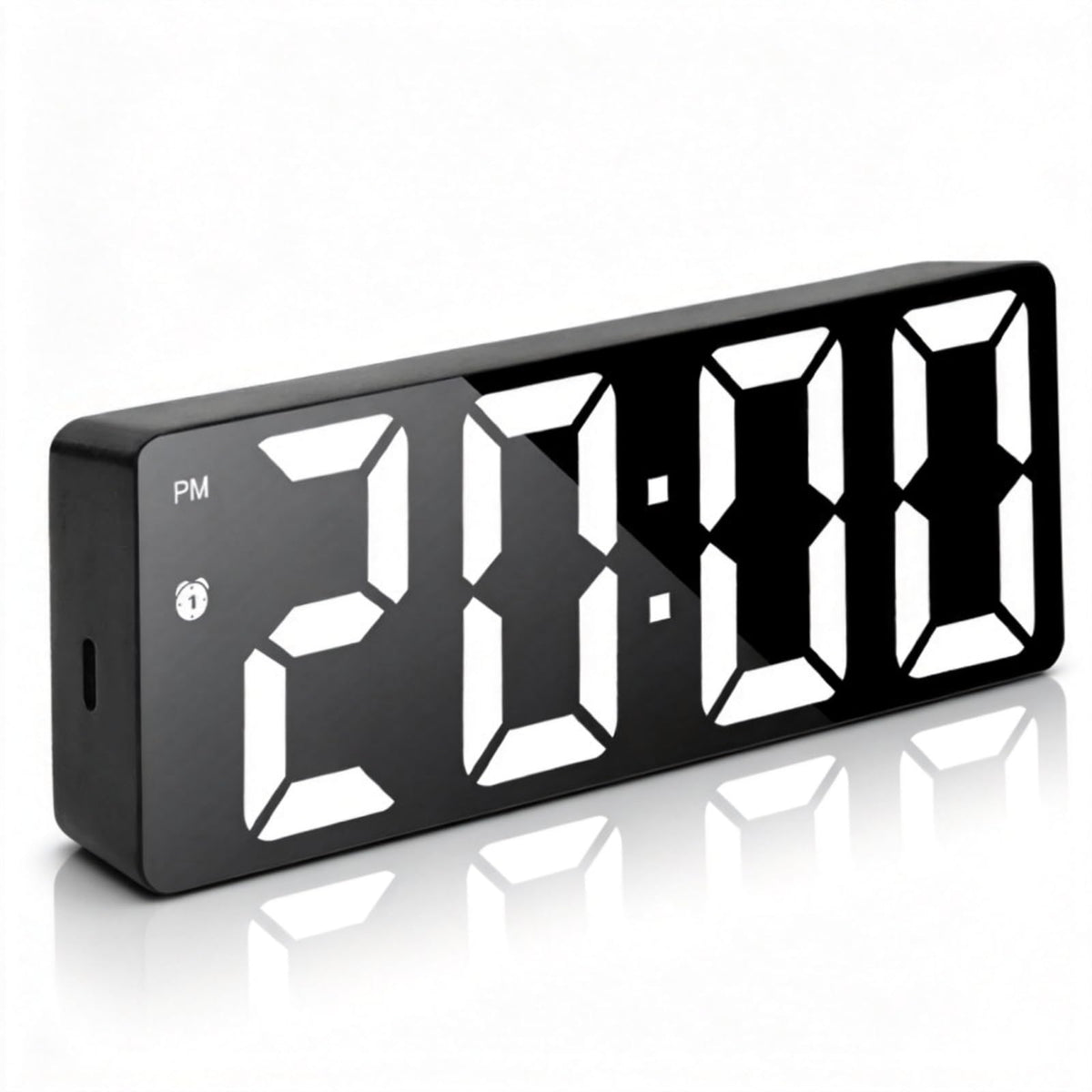 LED Digital Alarm Clock USB Powered Black 6.5 Inch Display DEMO