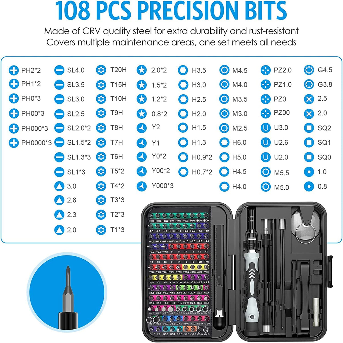 132 in 1 Precision Screwdriver Set Magnetic Black Tools Kit NEW