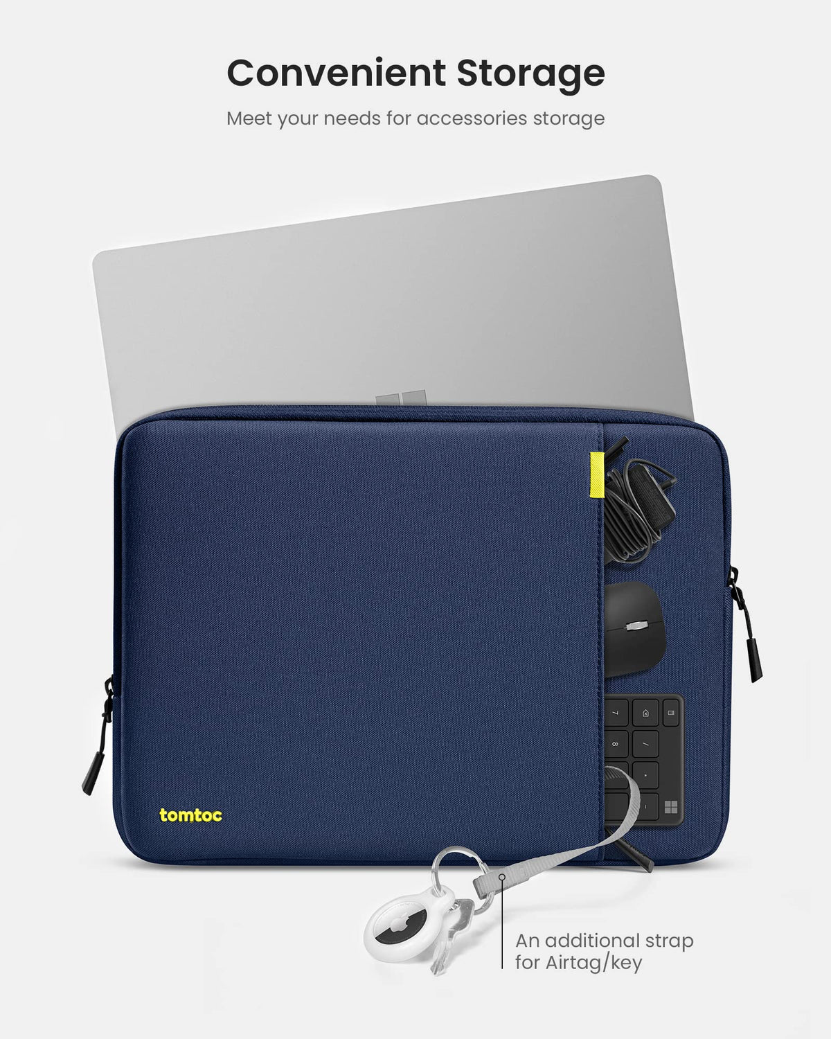 tomtoc 360° Protective Laptop Sleeve 16 Inch Navy Blue Size 16" NEW