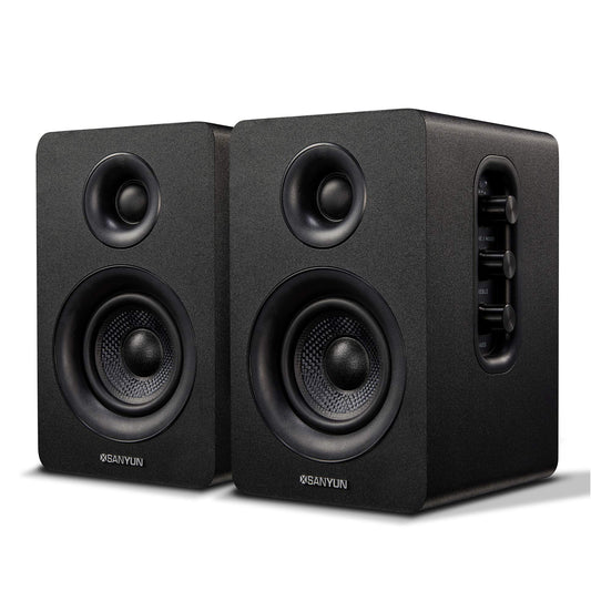 Sanyun SW208 Active Bluetooth Bookshelf Speakers for PC - Black NEW