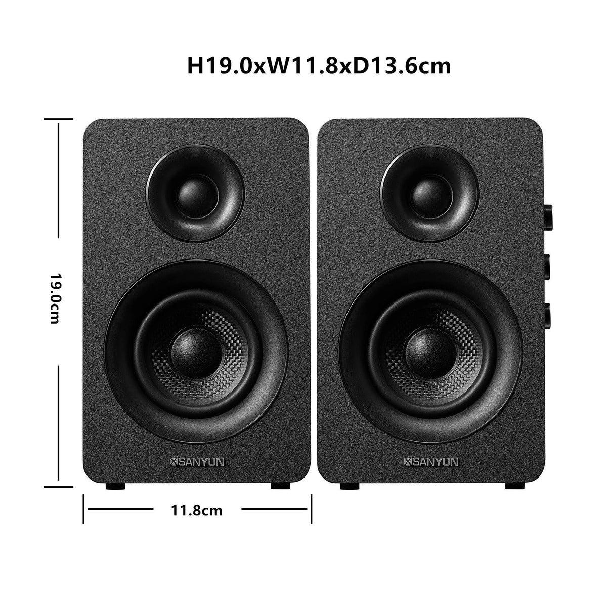 Sanyun SW208 Active Bluetooth Bookshelf Speakers for PC - Black NEW