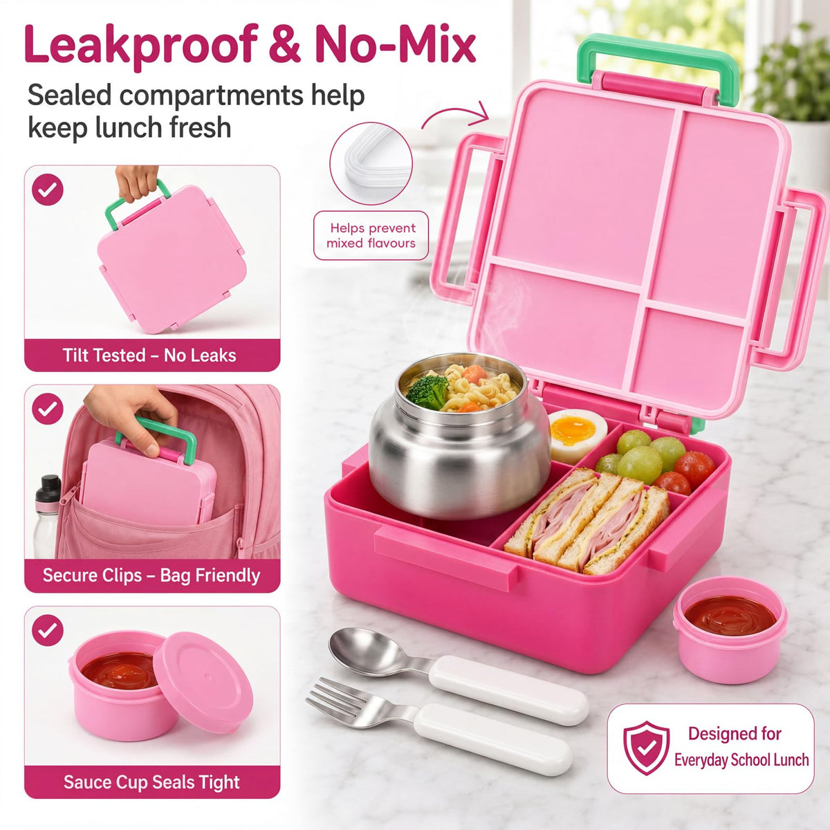 Bento Box 4-Compartment Insulated Leak Proof Food Jar - Blue NEW