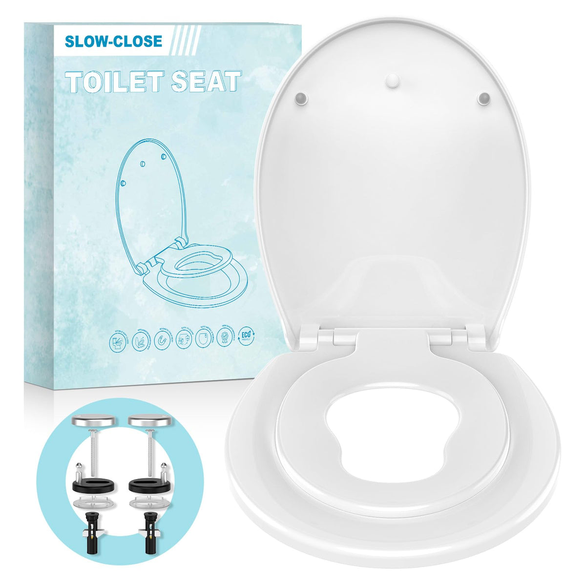 Round Soft Close White Toilet Seat with Child Lock NEW