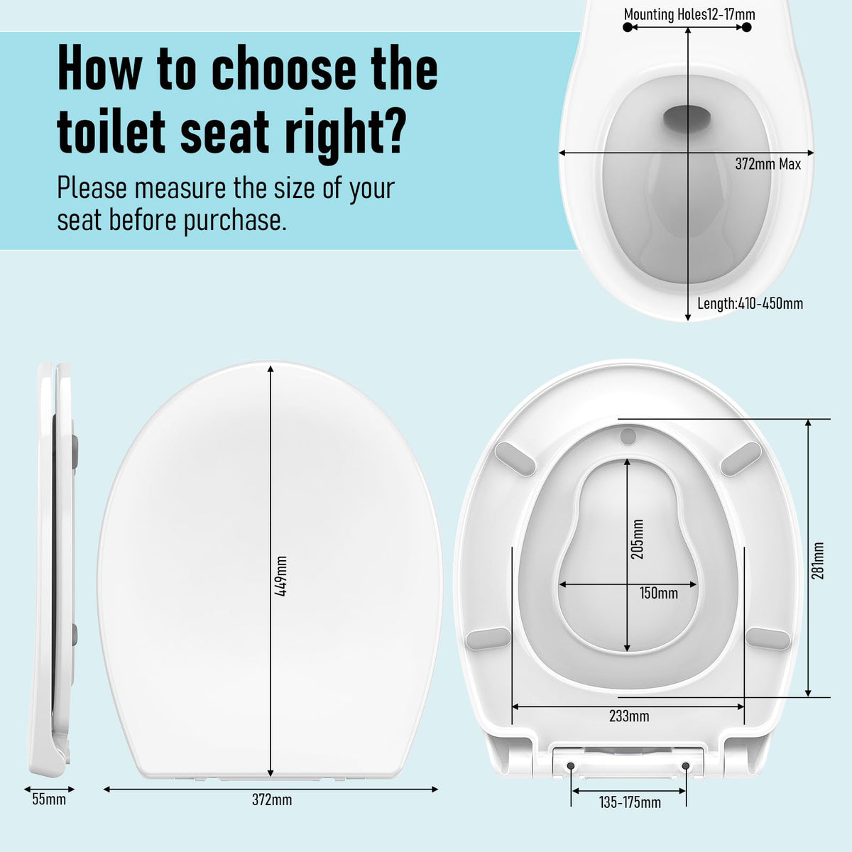 Round Soft Close White Toilet Seat with Child Lock NEW