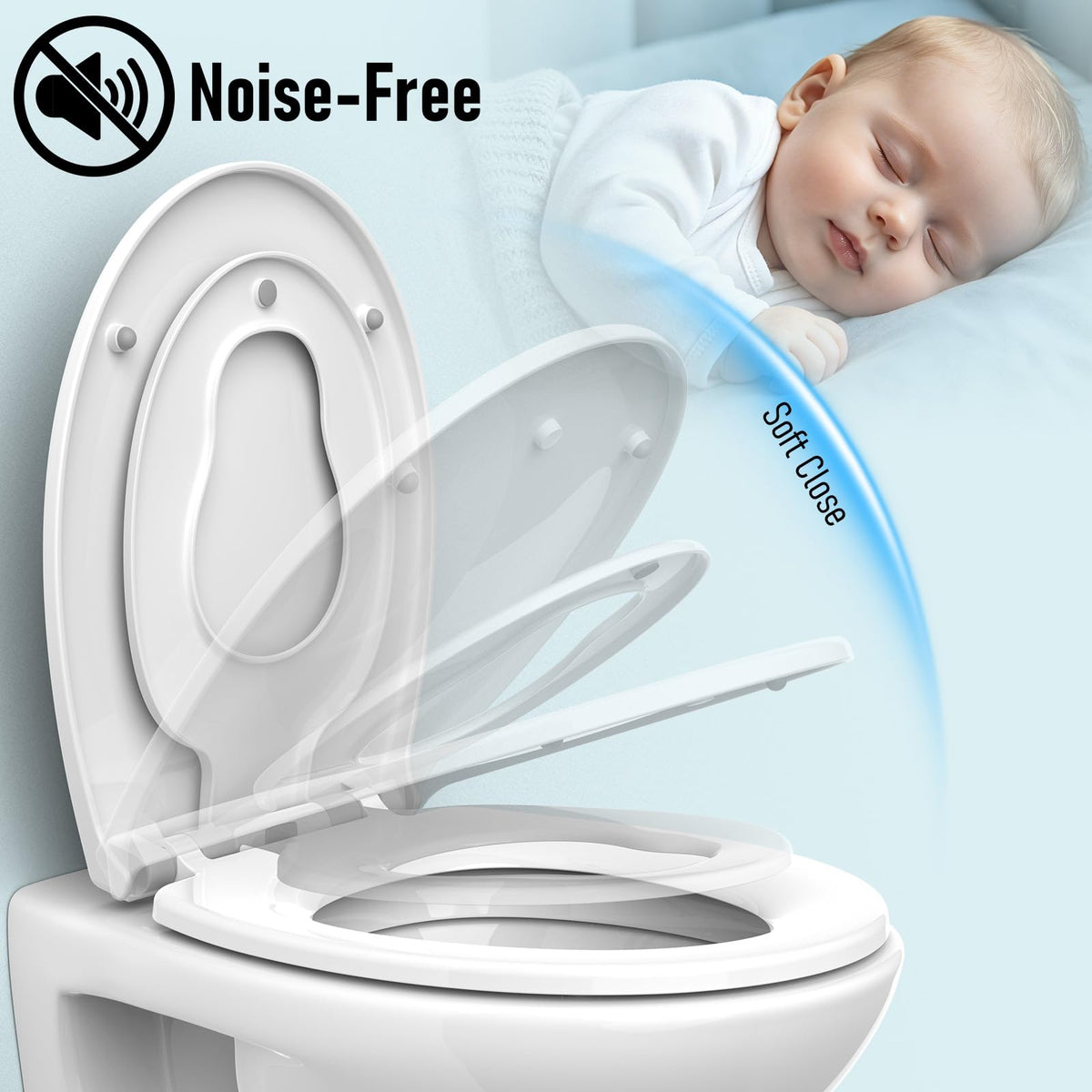 Round Soft Close White Toilet Seat with Child Lock NEW