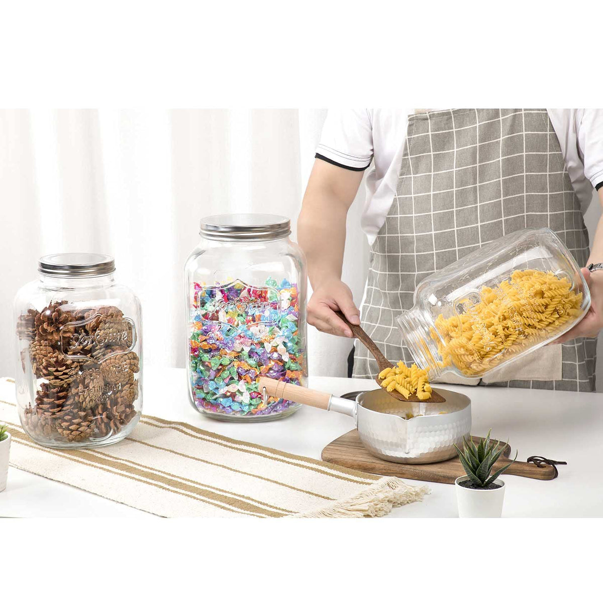 CATPOWER Clear Glass Canning Jar with Lid - 1 Gallon Storage DEMO