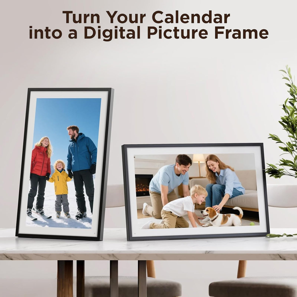 FotoCube 10.1" HD Digital Photo Frame with Smart Sensors Black White Size NEW