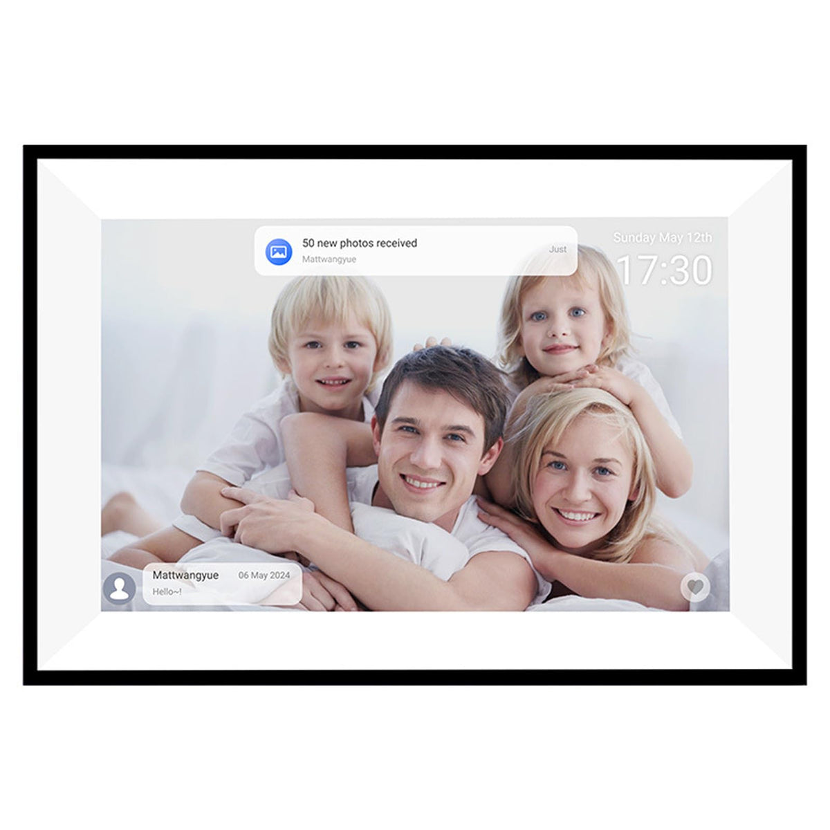 FotoCube 10.1" HD Digital Photo Frame with Smart Sensors Black White Size NEW
