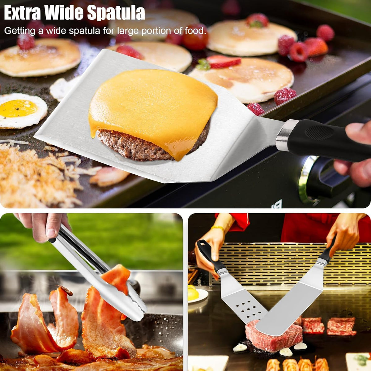 27-Piece Griddle Accessories Kit Stainless Steel Silver Barbecue Tools DEMO