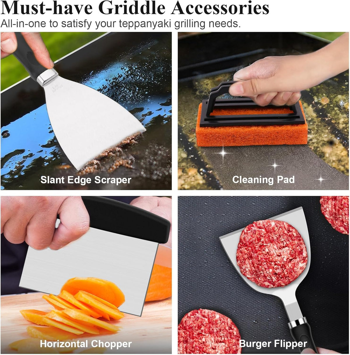 27-Piece Griddle Accessories Kit Stainless Steel Silver Barbecue Tools DEMO