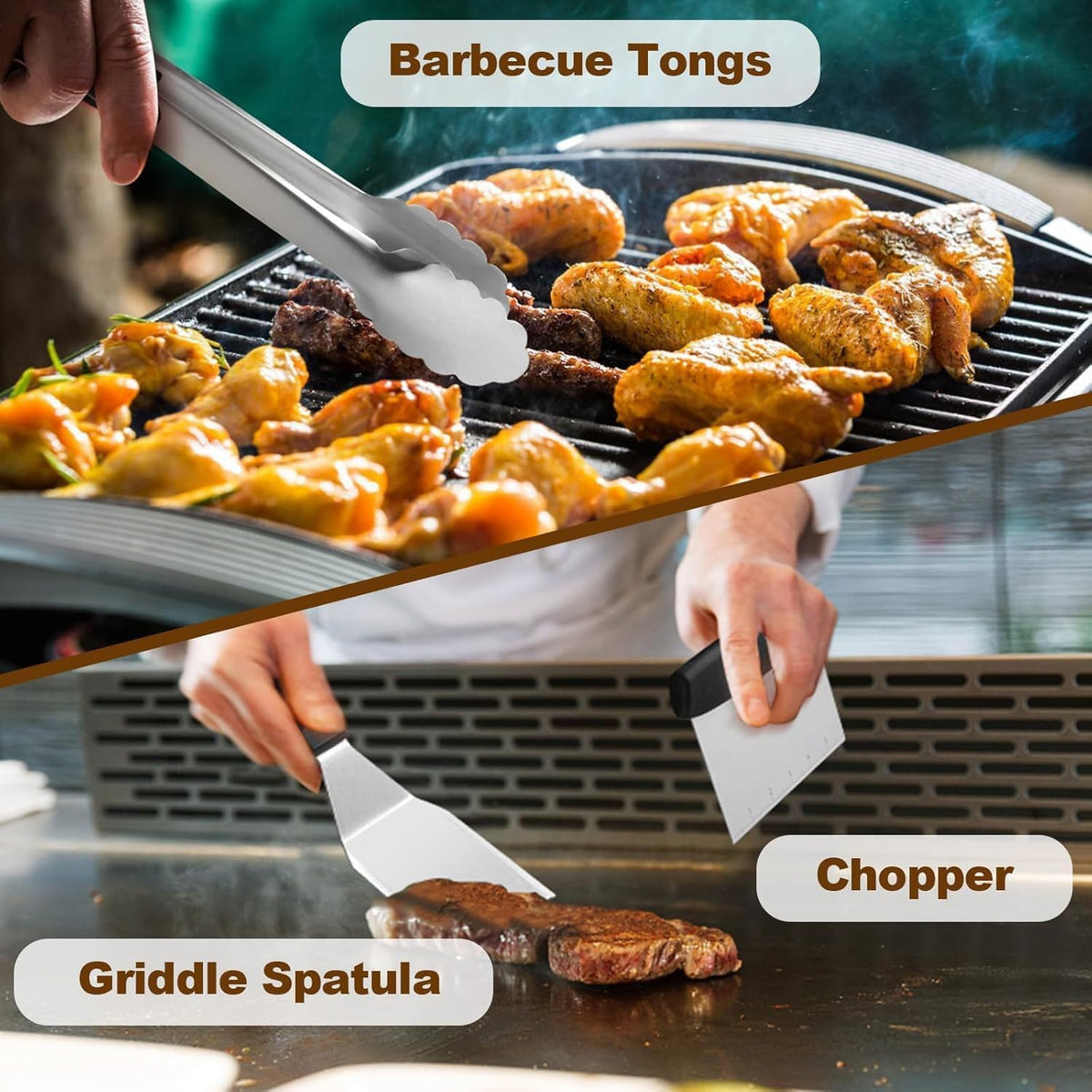 27-Piece Griddle Accessories Kit Stainless Steel Silver Barbecue Tools DEMO