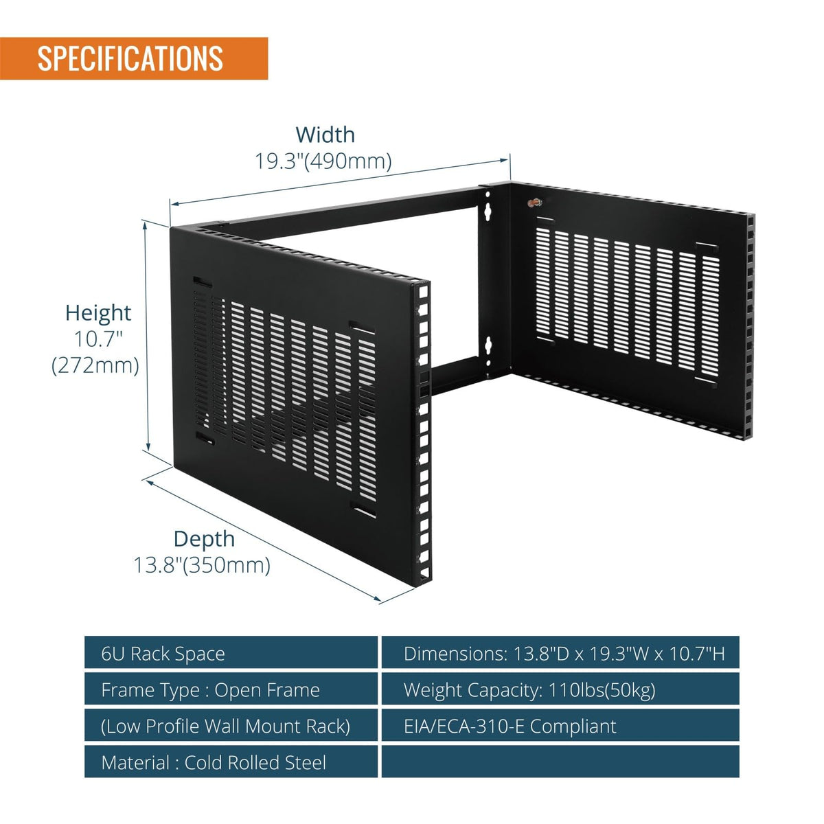 Tecmojo 19" Enclosures Black 6U Wall Mount Server Rack Enclosure Cabinet NEW