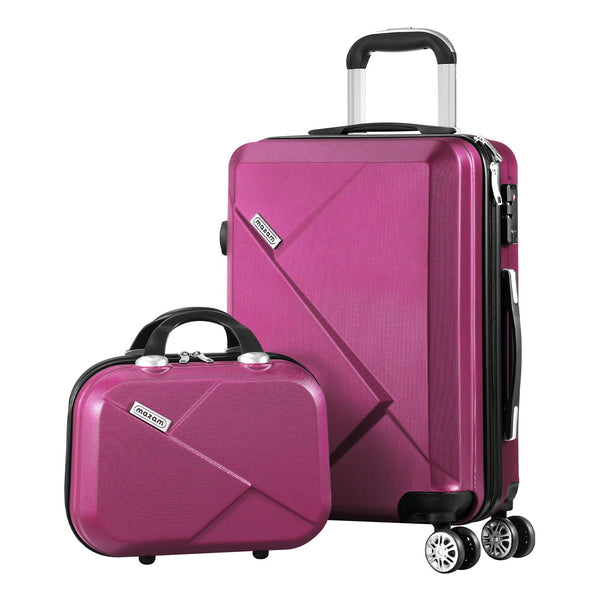 MAZAM 2-Piece Luggage Set Trolley Bag Plum Purple 20" & 12 Size 20" & 12" NEW
