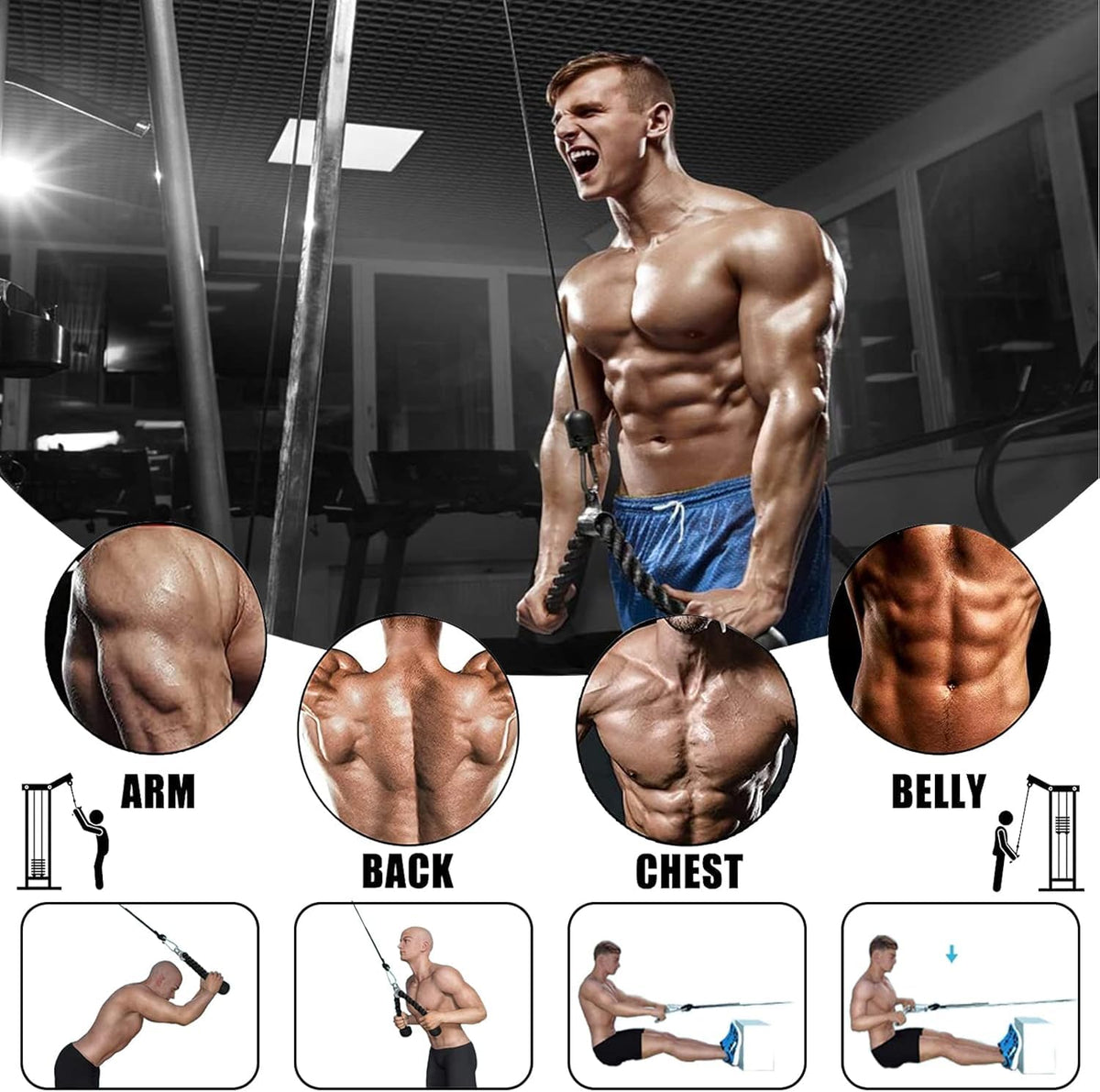 2.5m Cable Pulley System LAT Pulldown Exercise Machine Accessory DEMO