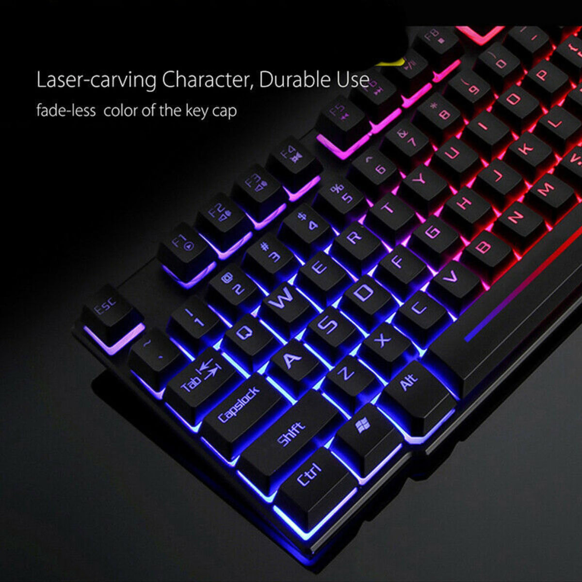 RGB Backlit Keyboards Gaming Keyboard with Mouse Pad Combo - Black NEW