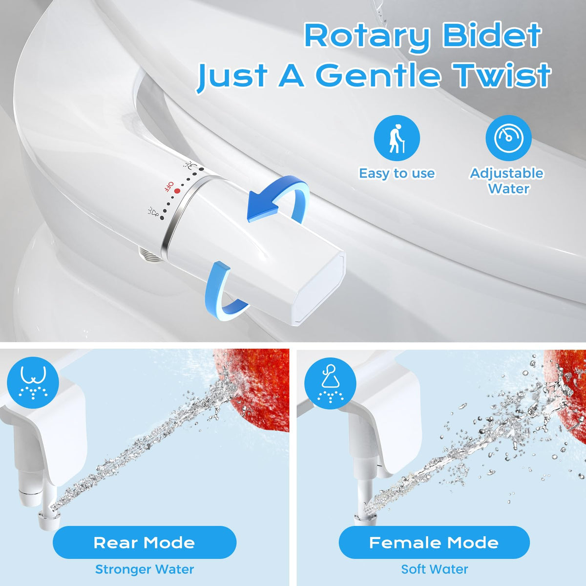 BYRISON Ultra-Slim Dual Nozzle Bidet Attachment Silver G1/2 NEW
