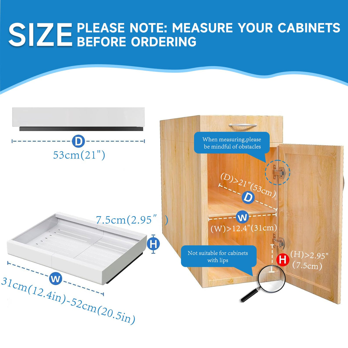 White Pull Out Cabinet Organizer Expandable Drawer Storage Rack NEW