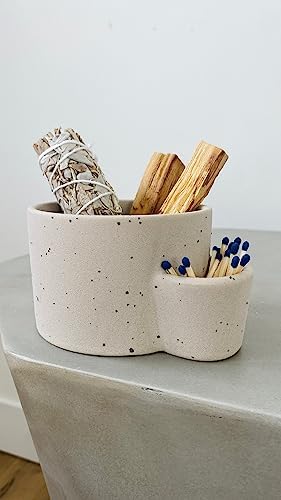 KapeesHD Grey Stone Incense Holder with Beige Undertones - Modern NEW