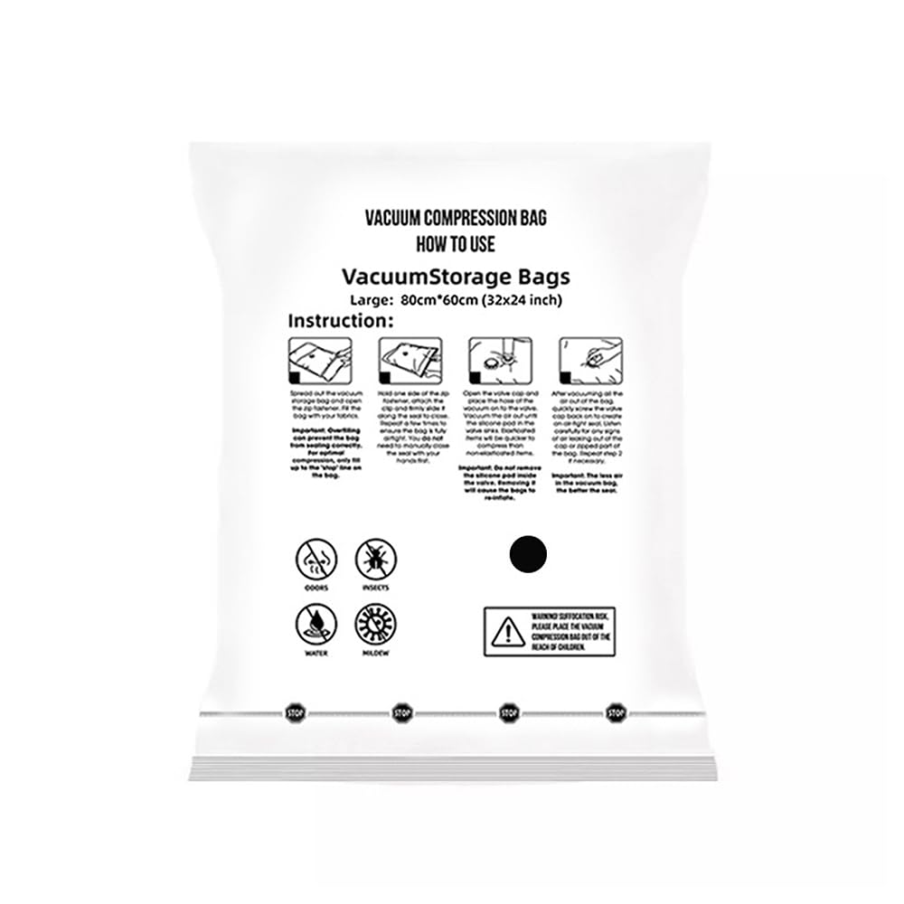 Vacuum Storage Packing Organisers Bags Organiser 100x80cm White 6 Pack NEW
