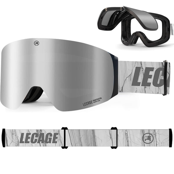 Frameless Skiing Unisex Flip-Up Ski Goggles Mirrored UV400 Grey One Size NEW