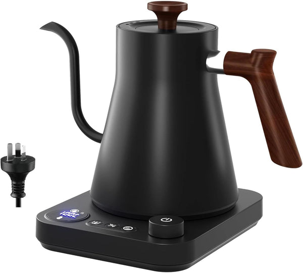 Electric Gooseneck Kettle Black 0.9L LCD Temperature Control Size 0.9L NEW