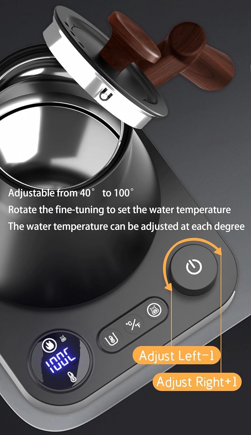 Electric Gooseneck Kettle Black 0.9L LCD Temperature Control Size 0.9L NEW