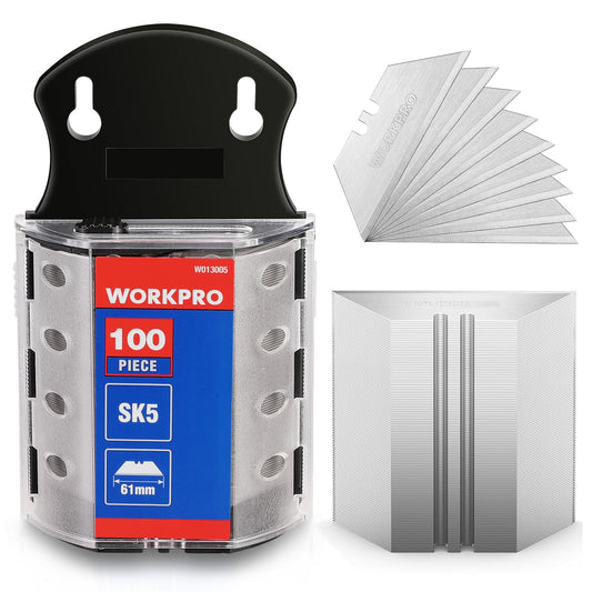 WORKPRO Utility Knife Blades 100-Pack SK5 Steel Silver Dispenser Box NEW