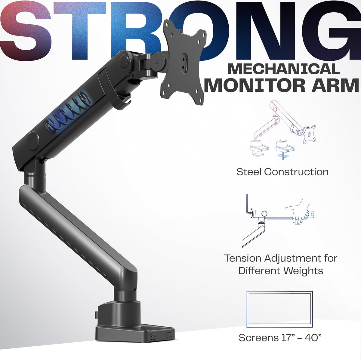 VIVO Premium Aluminum Full Motion Single Monitor Desk Mount Arm - Black NEW