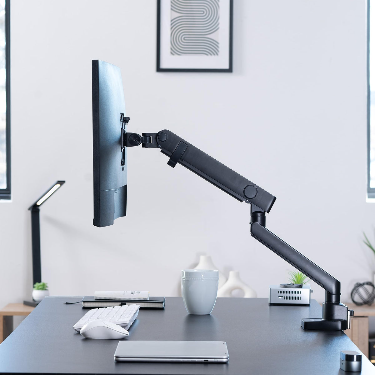VIVO Premium Aluminum Full Motion Single Monitor Desk Mount Arm - Black NEW