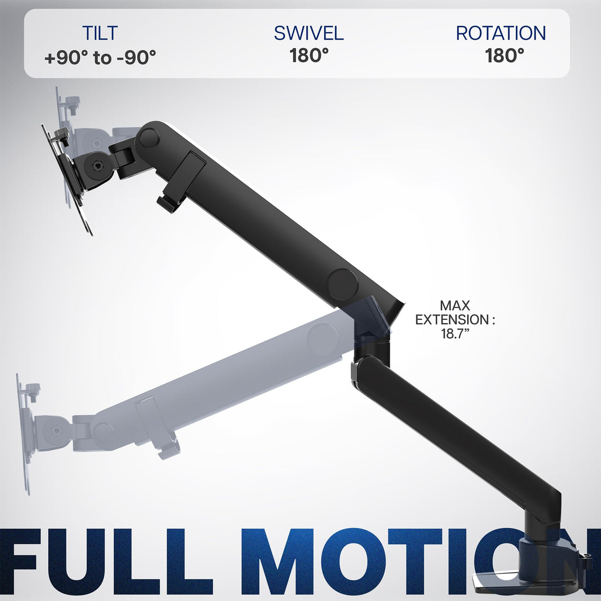 VIVO Premium Aluminum Full Motion Single Monitor Desk Mount Arm - Black NEW