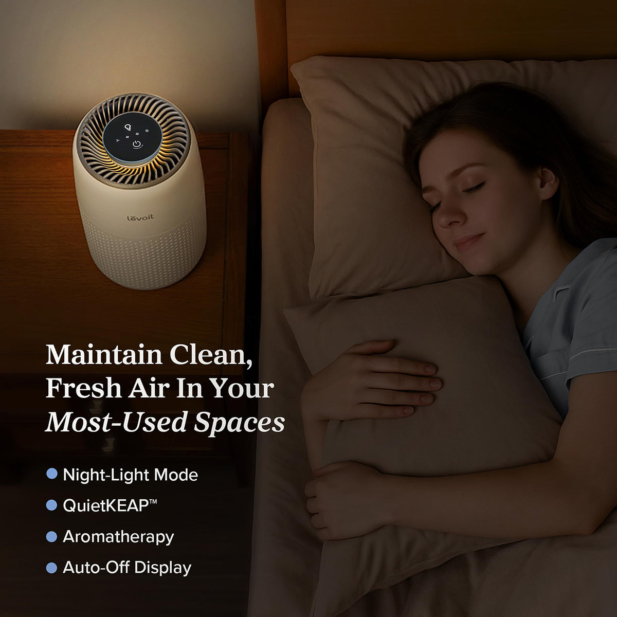 Levoit Core Air Purifiers Mini Air Purifier Night Light White 3-in-1 Filter NEW