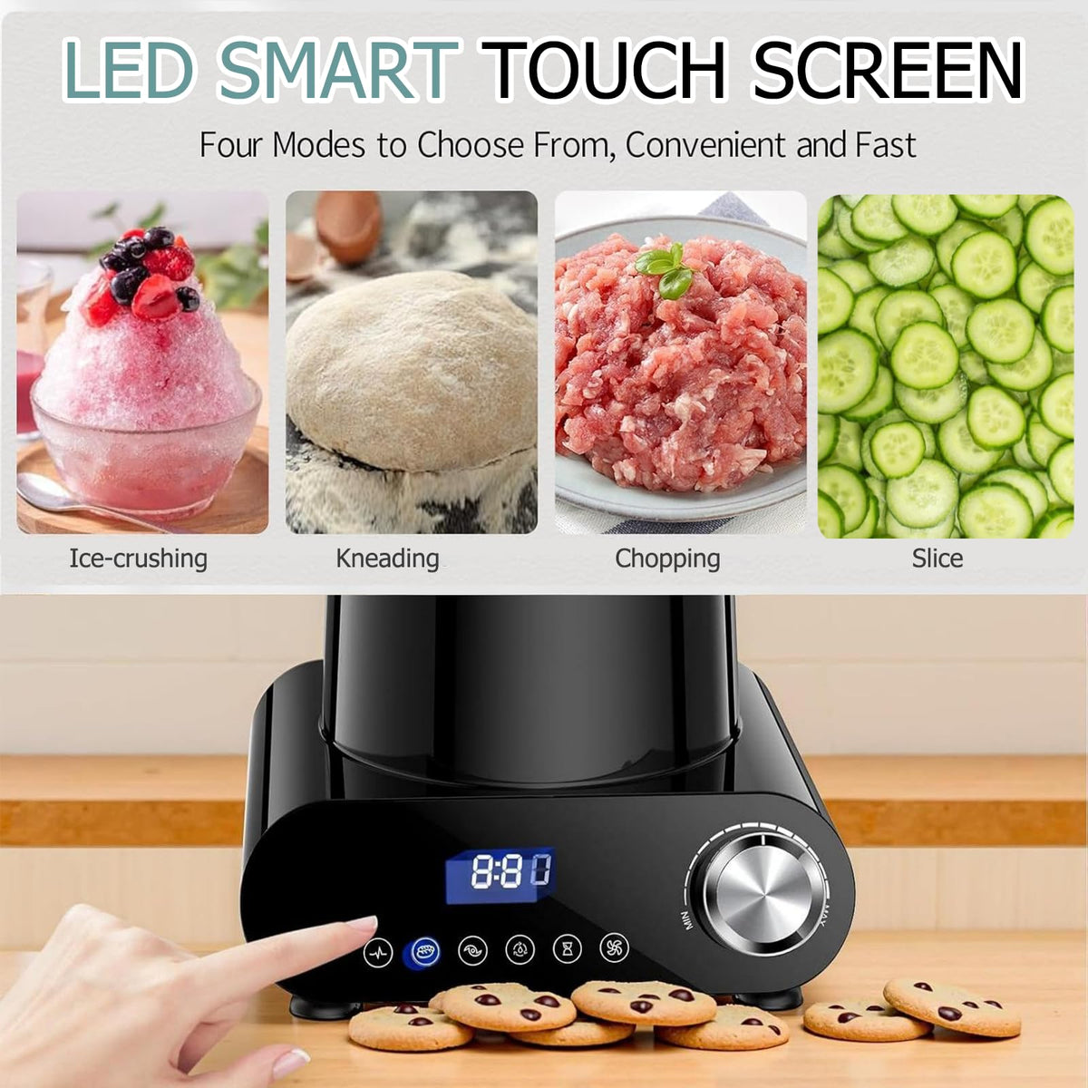 SOKANY 7-in-1 Food Processor Blender Chopper 2L Black Grey NEW