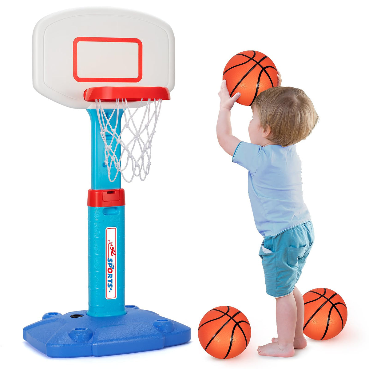 Basketball Kids Hoop Adjustable 29.5-41.3In Height Multi Color Size DEMO