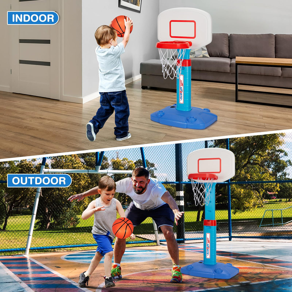 Basketball Kids Hoop Adjustable 29.5-41.3In Height Multi Color Size DEMO