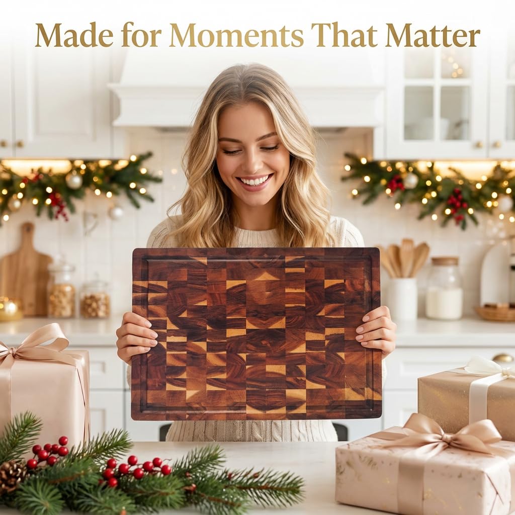 Bierofaro Wooden Cutting Board End Grain Brown 30x40cm Kitchen Size 30x40cm NEW