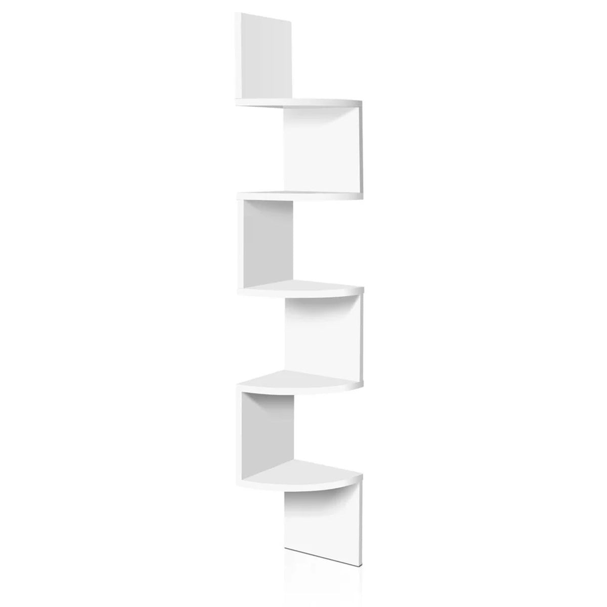 White 5 Tier Corner Shelf Wall Mount Storage Display 19x123cm NEW