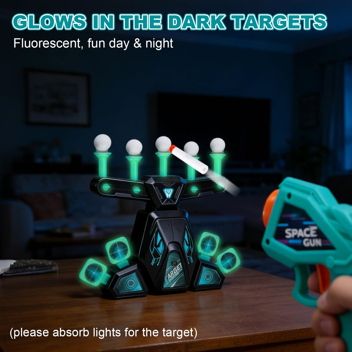 ZhiLun Foam Blaster Glow in The Dark Green & Black Floating Ball NEW