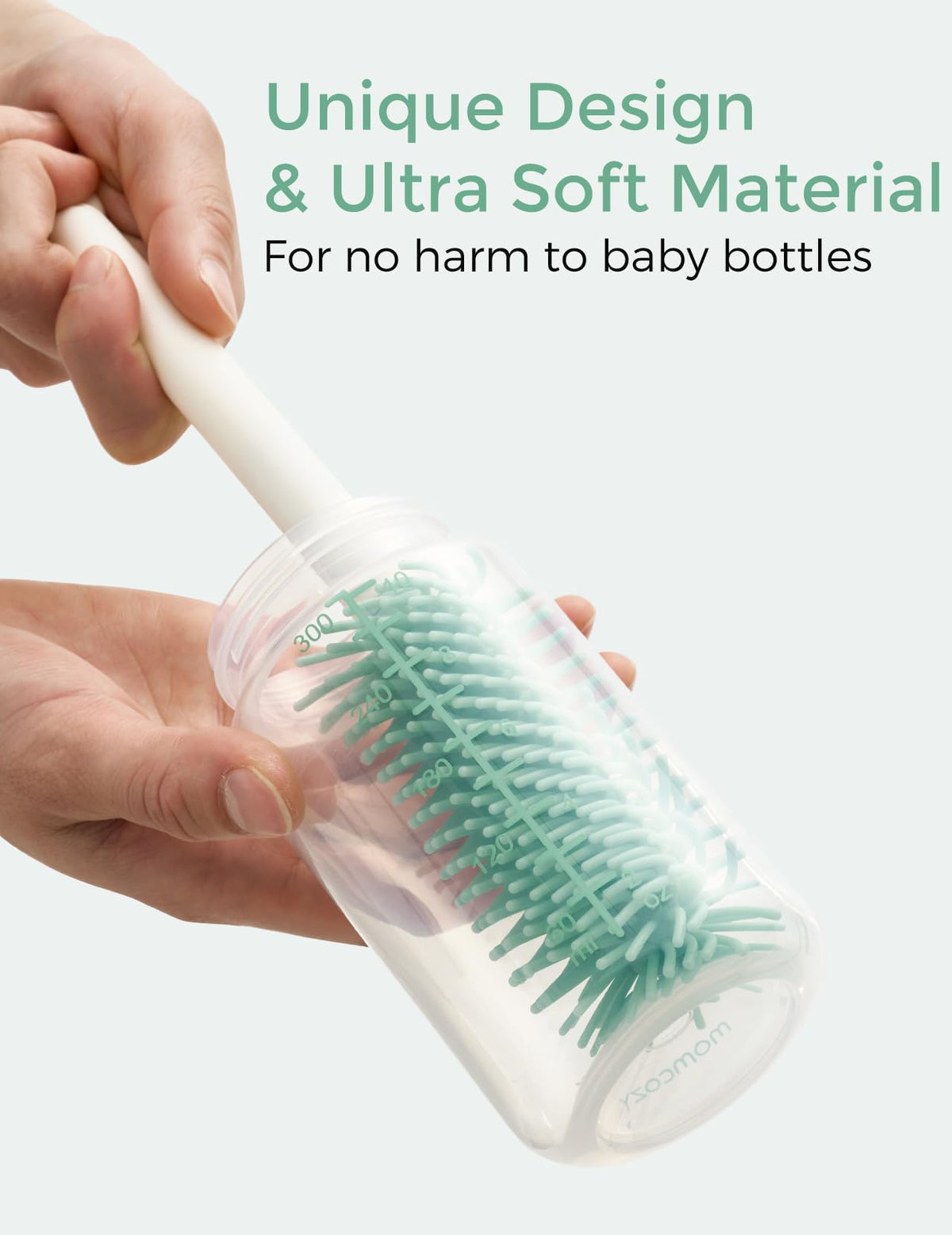 Momcozy 7-in-1 Baby Bottle Brush Set with Drying Rack Green White NEW