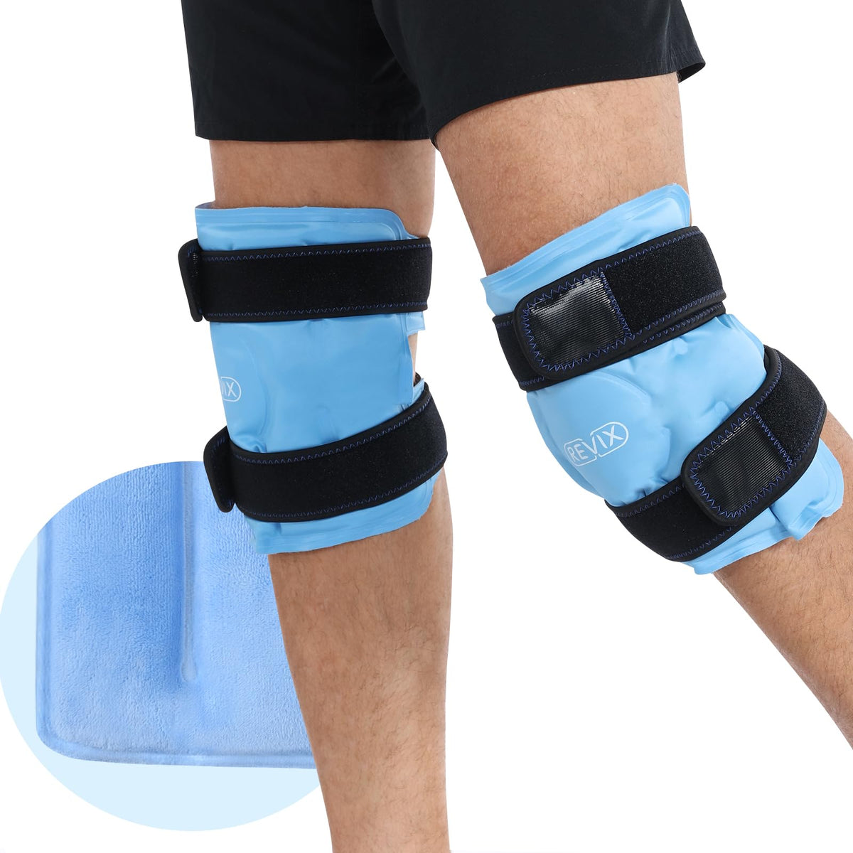 REVIX Reusable Ice Wrap Knee Cold Compression Pack - Blue 2 Pack NEW