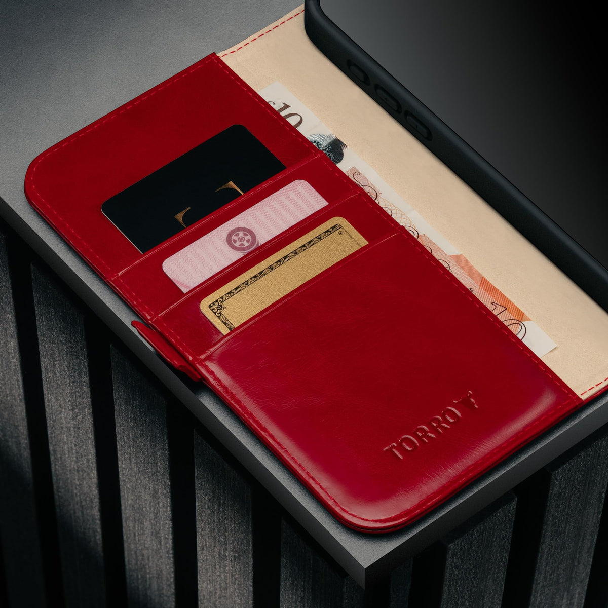 TORRO Red Leather Flip Wallet Case for iPhone 17 Pro Max 6.9 Inch NEW