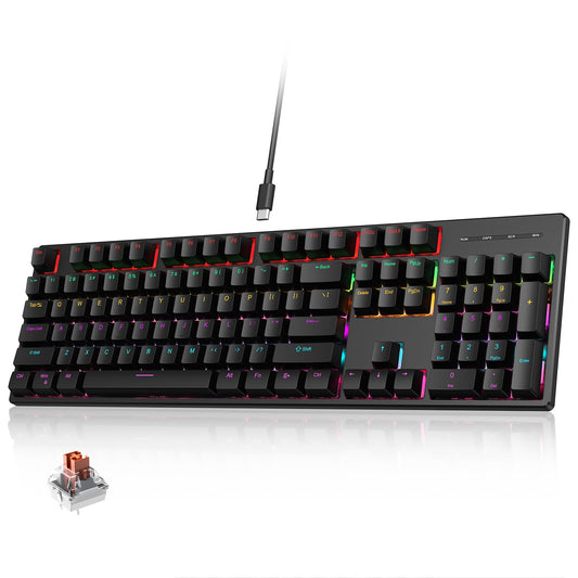 Wired Mechanical Gaming Keyboard Full Size 104 Keys RGB Black Size Full NEW