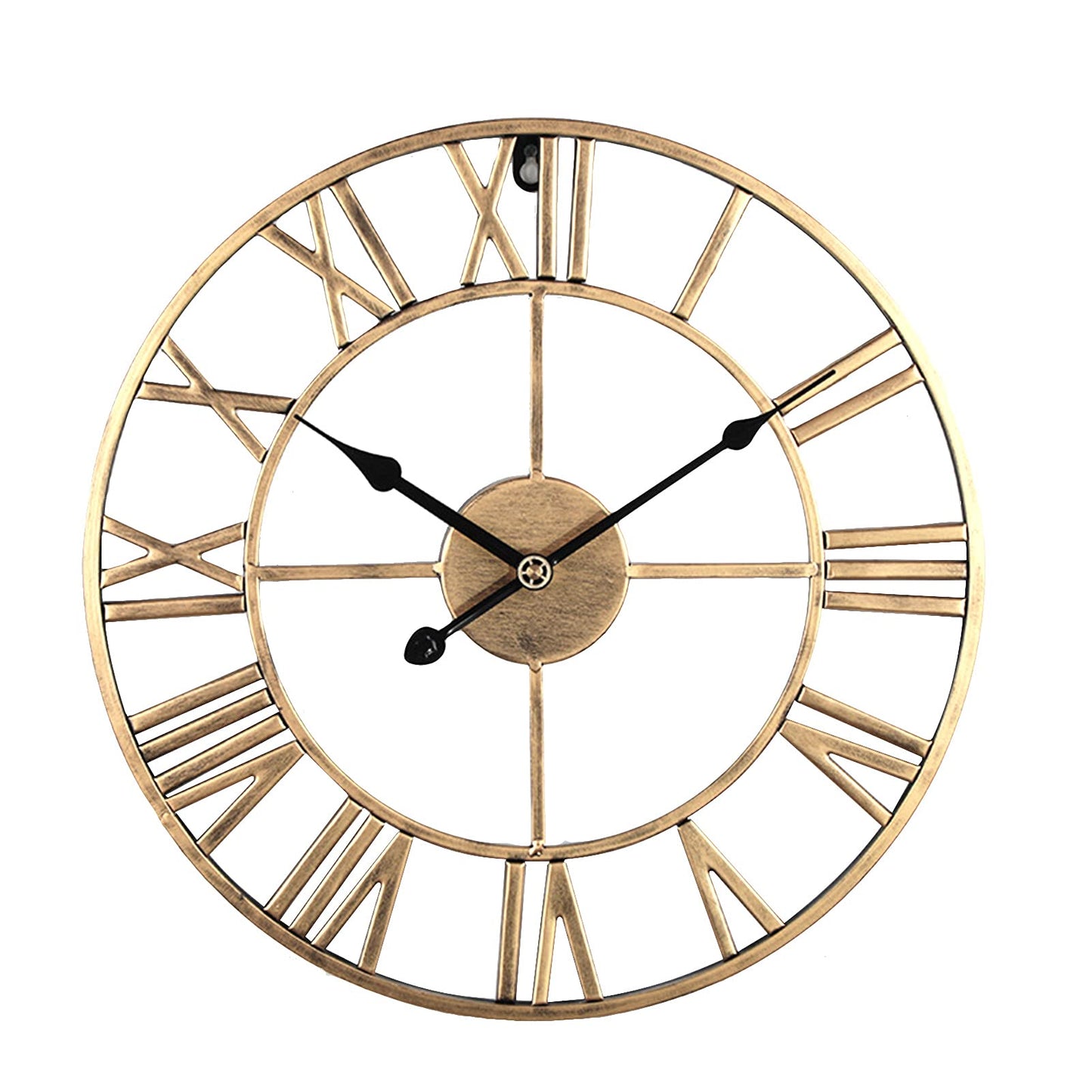 YUNFANG Retro Wall Clock Gold Black Pointer Wrought Iron Vintage Living Room NEW