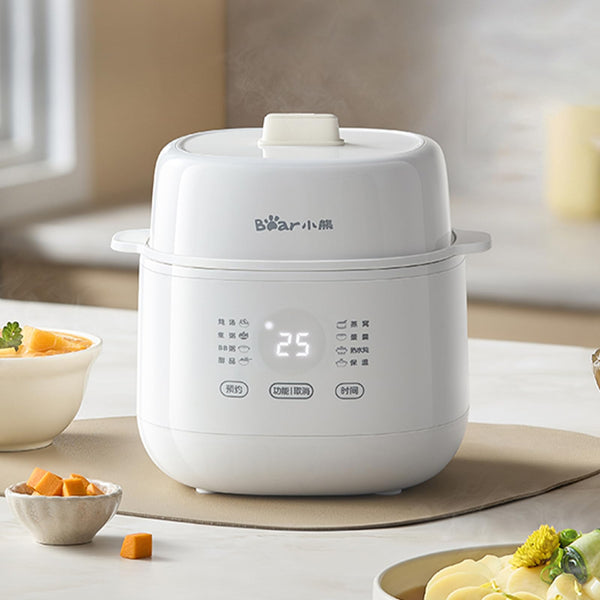 TECHBEAR 1 Liters Slow Cooker Ceramic Quiet Automatic 8 Smart Menus White NEW