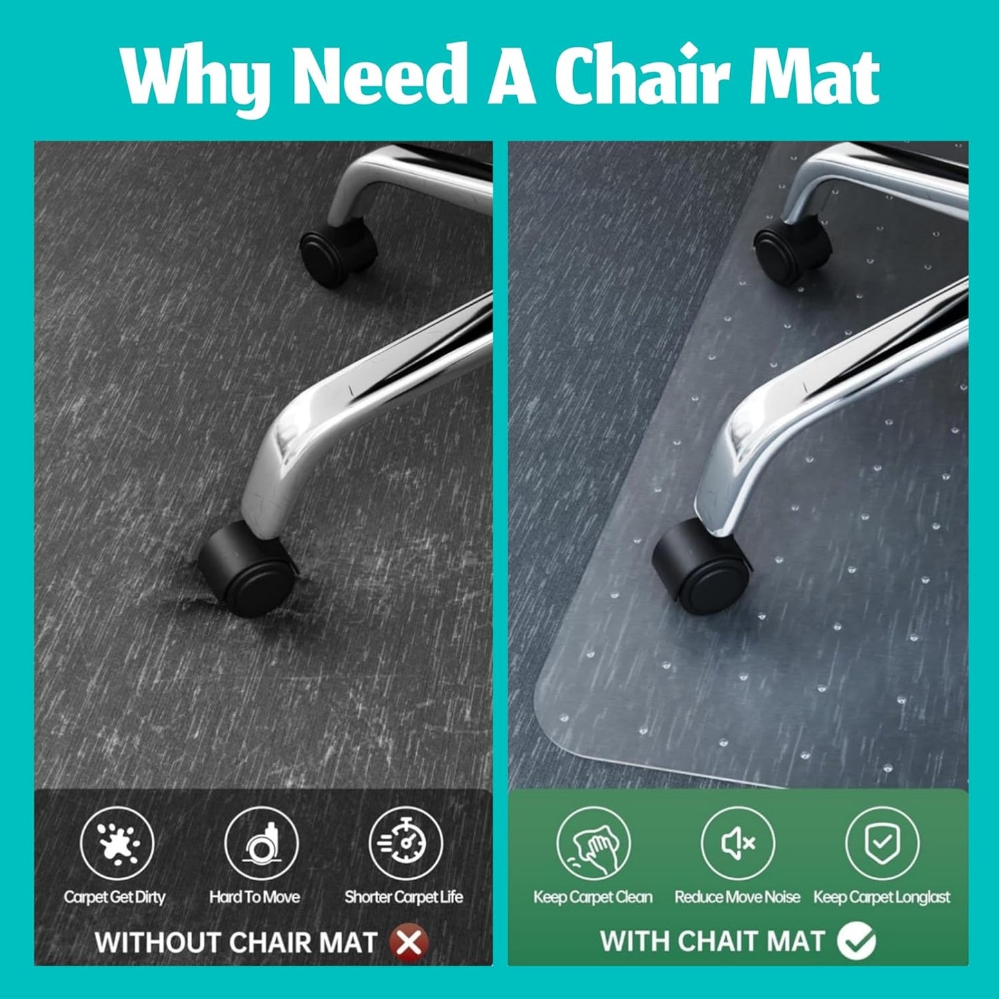 Anyuainiya Transparent T-shape Multi Surface Chair Mat for Carpet 120x90CM NEW