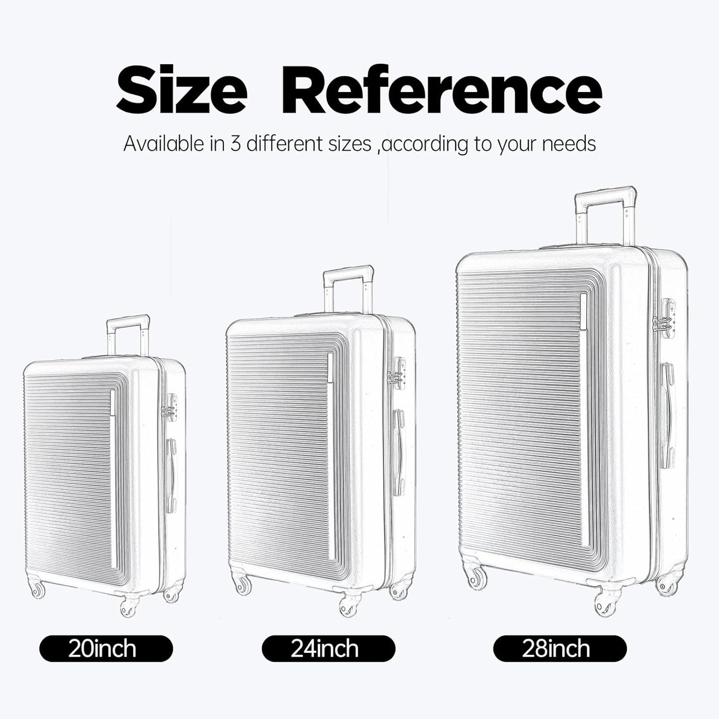 Syekcl 3-Piece Spinner Luggage Set Durable Lightweight Stylish 20/24/28 NEW