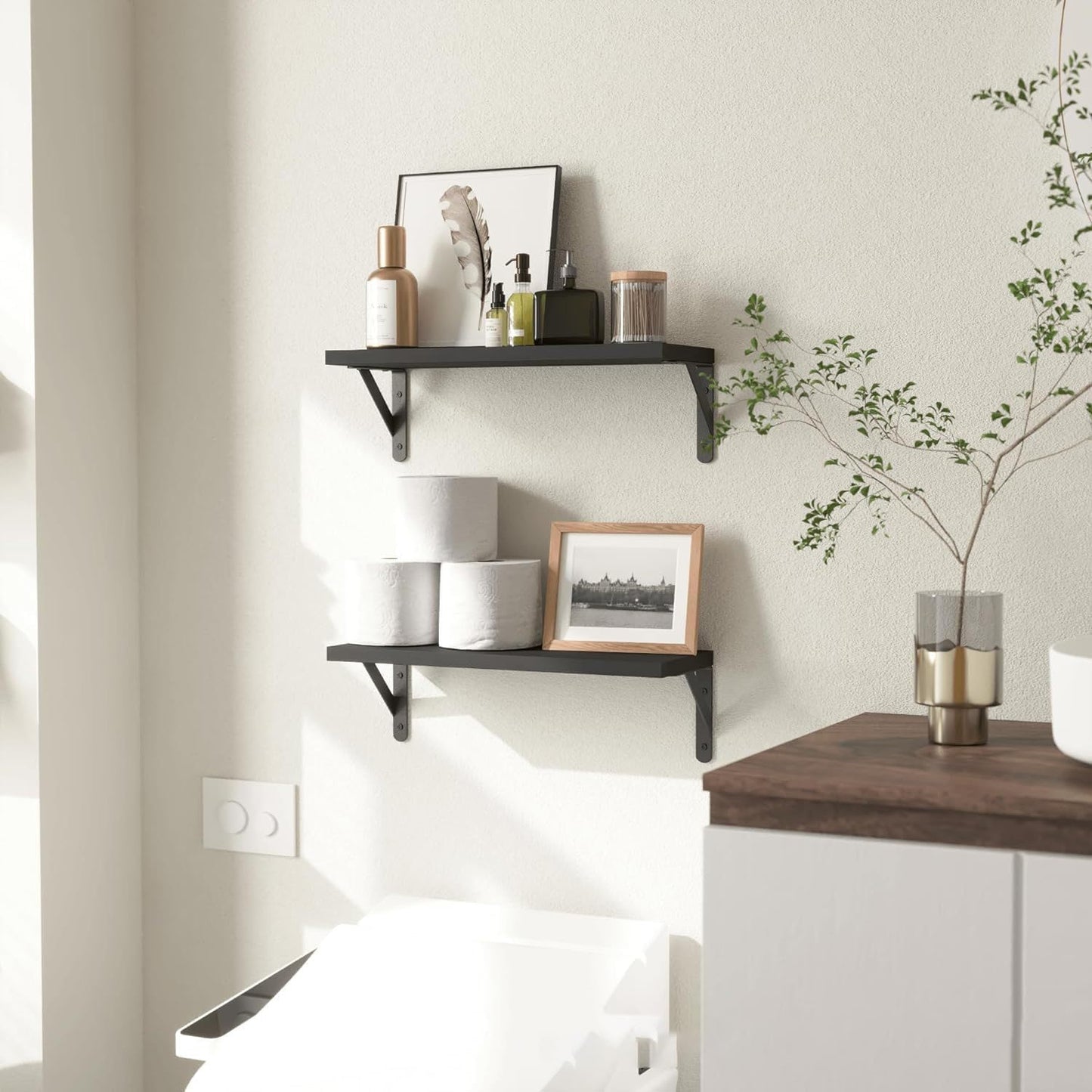 DxZephious Floating Bookcases Wall Shelves, Black 2-Pack, 42 x 14.5 12 cm, NEW