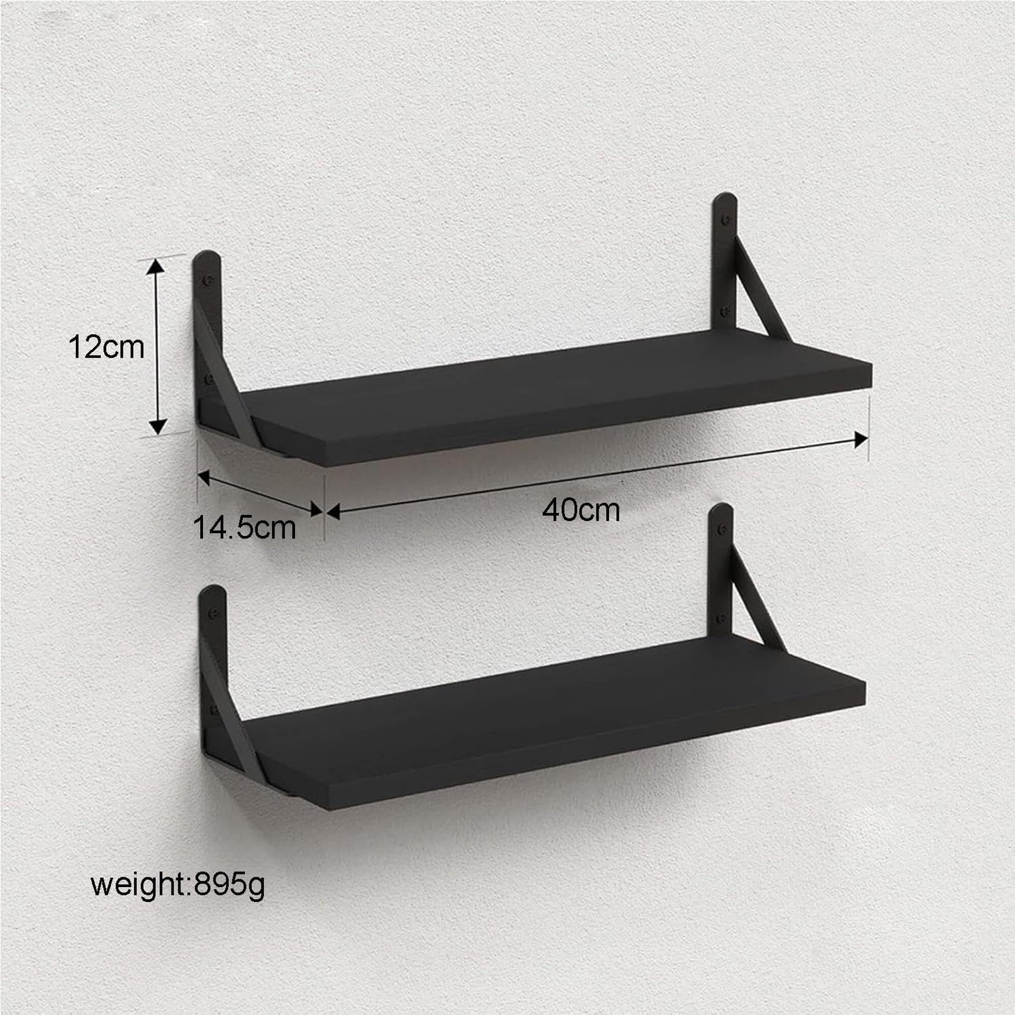 DxZephious Floating Bookcases Wall Shelves, Black 2-Pack, 42 x 14.5 12 cm, NEW