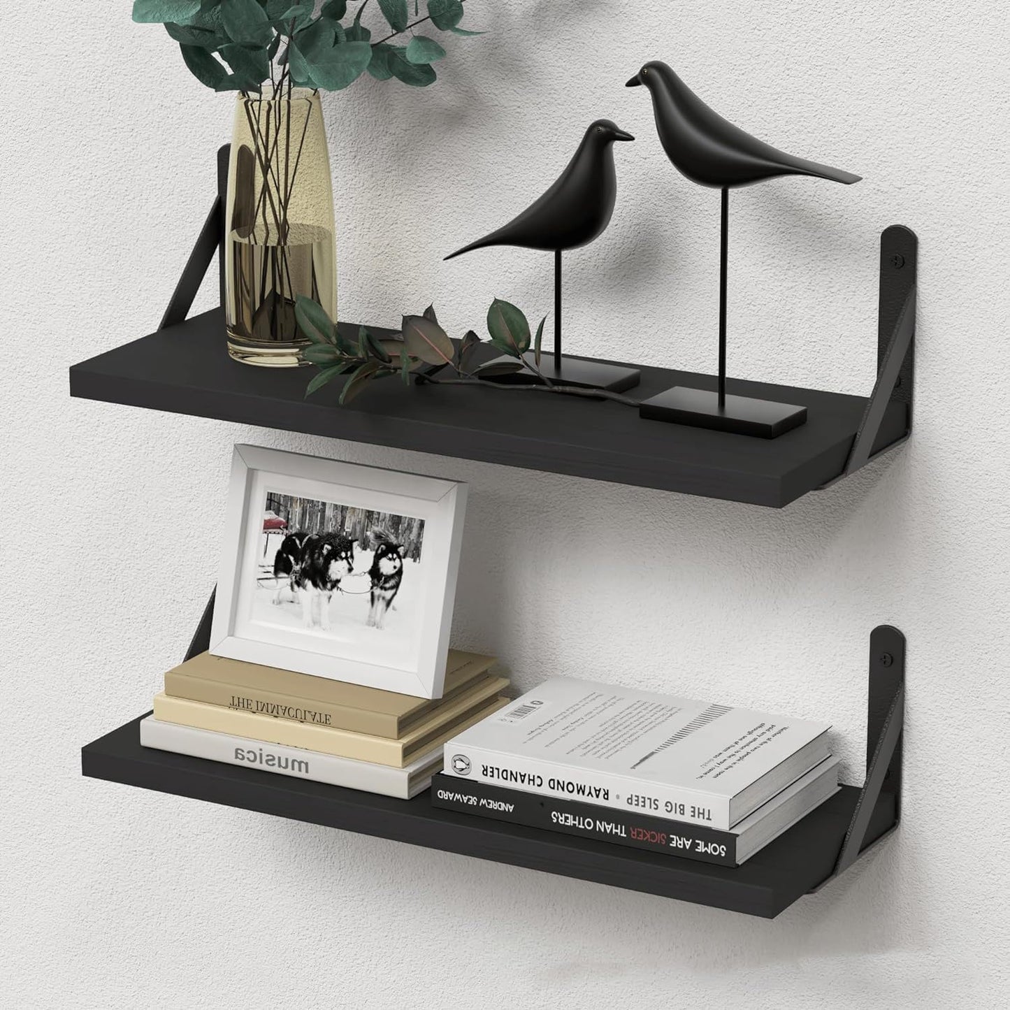 DxZephious Floating Bookcases Wall Shelves, Black 2-Pack, 42 x 14.5 12 cm, NEW